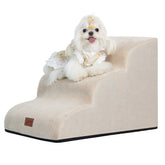 GoGoBunny Ramp Dog Stairs beige side view for easy couch access