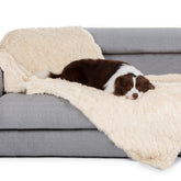 Gogobunny waterproof dog blanket for large dogs in beige protects furniture from spills.