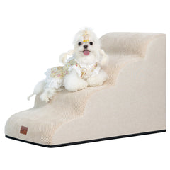 GoGoBunny waterproof-foam curved dog stairs setup-ready after expansion for easy pet access.