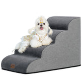 GoGoBunny waterproof high-density foam curved dog stairs with 4-step ramp for high beds