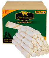 Golden Chews premium rawhide twist stick 9-10in for dogs improves dental play and chewing