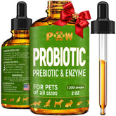 Golden Paw liquid probiotics bottle pour supports easy daily supplementation for pets.