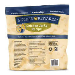 Golden Rewards chicken jerky close-up showing chewy texture ideal for training rewards