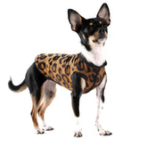 Gold Paw Duluth double fleece dog sweater vest with leopard pattern for warm, comfy walks.