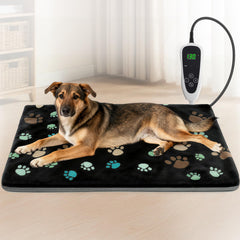 GOLOPET dog heating pad 32x20in cover shows plush paw-print fleece for cozy warmth
