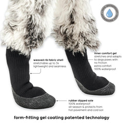 Goo-eez Lites Black S dog-wearing boot demonstrates flexible fit for comfortable gait