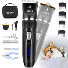 Gooad dog clippers with 2-blade set for versatile grooming and precise trimming.