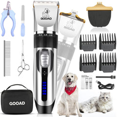 Gooad dog clippers kit in silver for efficient thick-coat trimming