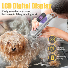 Gooad dog clippers LCD display shows battery and usage status