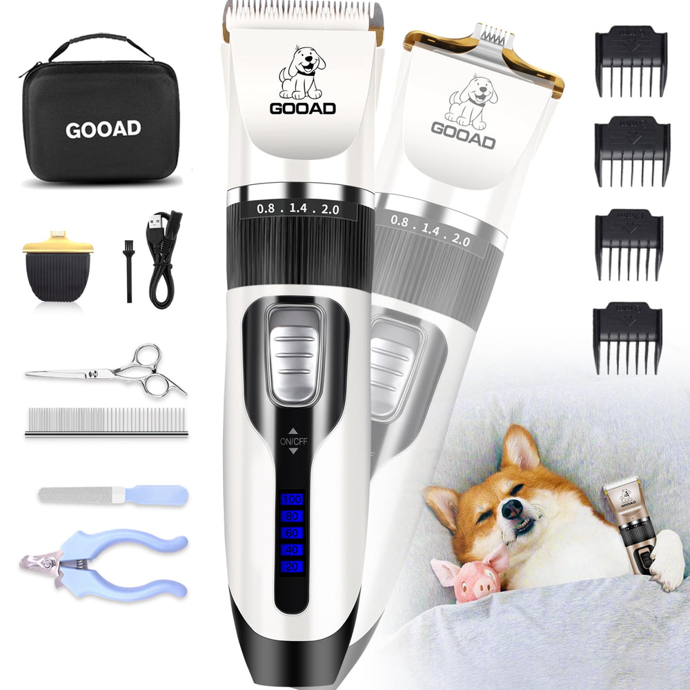 Gooad dog clippers wide blade for thick coats enables efficient trimming.