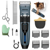 Gooad cordless blue clippers for quiet grooming on thick coats
