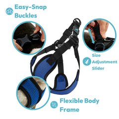 Gooby Comfort X Step-in Lite harness mesh close-up emphasizes breathable fabric for small dogs