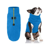 Gooby half zip fleece vest blue front view for easy-on design