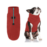 Gooby half-zip fleece vest in burgundy on a dog for cozy outdoor warmth