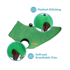 Gooby fleece vest turquoise side view highlighting movement-friendly design