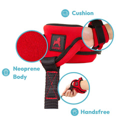 Gooby Neoprene Wrist Band Leash turquoise wrist-on view shows secure elastic fit and comfortable grip