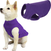 Gooby Stretch Fleece Vest violet back length 8.5 inches for a secure, comfy fit.