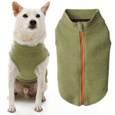 Gooby zip-up microfiber fleece dog vest green front view showing warm double-layer insulation.