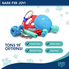 Good Scout Cage Ball Dog Toy closeup rubber texture emphasizes grip for chewing.