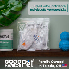 Good Harbor Pet AI insemination kit contents laid out for quick setup.