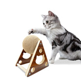 Googgoing cat scratcher ball with solid wood base for durable, long-lasting play