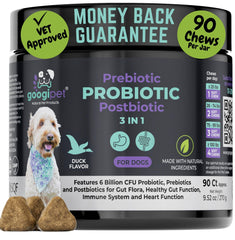 Googipet Probiotics for Dogs chews close-up, highlighting digestive support and tasty texture.