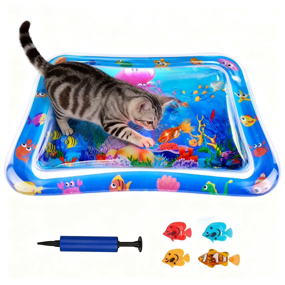 Goopreen cat water mat with glowing fish ready for interactive play.