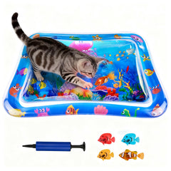 Goopreen cat water mat with glowing fish ready for interactive play.