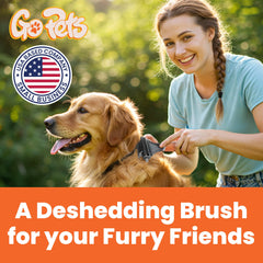 GoPets grooming brush ergonomic handle for comfortable extended grooming sessions.