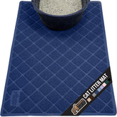 GORILLA GRIP cat litter box mat navy blue front view shows strong litter trapping