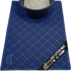 GORILLA GRIP cat litter box mat navy blue front view shows strong litter trapping