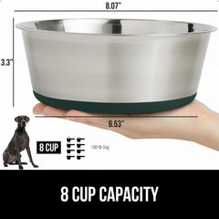 Gorilla Grip dog bowls stainless steel for rust resistance.