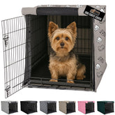 GORILLA GRIP dog crate cover on a 24-inch crate creates a private calming space.