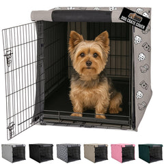 GORILLA GRIP dog crate cover on a 24-inch crate creates a private calming space.