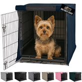 GORILLA GRIP dog crate cover on a 24-inch crate provides privacy and calm.