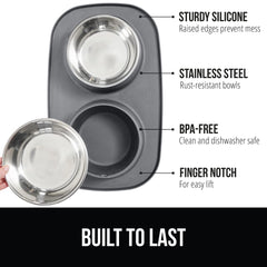 GORILLA GRIP bowls-stainless-steel-gray image features rust-resistant bowls for easy cleaning.