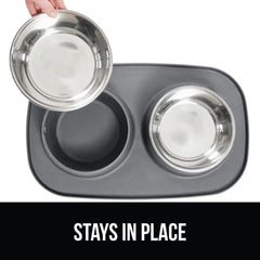 GORILLA GRIP raised-edge mat catches spills during quick meals.