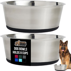 GORILLA GRIP set of 2 dog bowls with 8-cup capacity for easy feeding