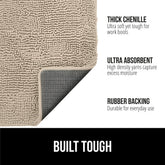 GORILLA GRIP SOAKSTOPPER chenille densa ofrece tacto suave y absorción rápida en la entrada