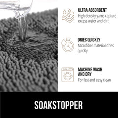 GORILLA GRIP SoakStopper grippy TPR backing prevents slipping in busy doorways.