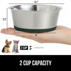 GORILLA GRIP stainless steel bowl close-up showing rust-resistant construction.