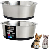 GORILLA GRIP stainless-steel dog bowls two cups for durable feeding