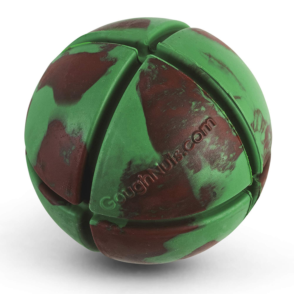 Goughnuts Virtually Indestructible Ball green close-up for durability.