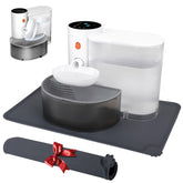 GOYJOY smart pet water fountain front view highlights a filterless design for easy hydration.