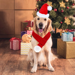 GOYOSWA dog Christmas scarf with pompom accent for adorable holiday wear