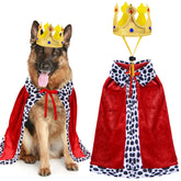 GOYOSWA dog king costume red cloak and crown close-up for festive photos