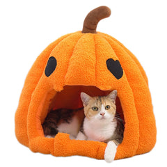 GPPSUNGD pumpkin cat bed front view shows a cozy indoor den for cats.