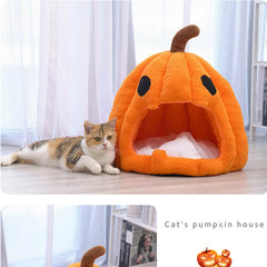 GPPSUNGD pumpkin cat bed non-slip base keeps the bed steady on wood or tile floors.