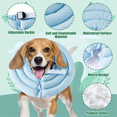 GQIRIL soft dog cone collar blue closed-diameter highlights gentle wound-protection during recovery