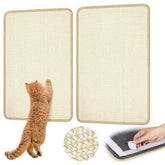 Graciadeco white cat sisal scratching mat setup on wall for space-saving scratching.